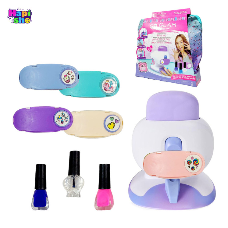 استمپر ناخن کودک با خشک کن لاک و ست لوازم طراحی دخترانه برند GO GLAM_اسباب بازی