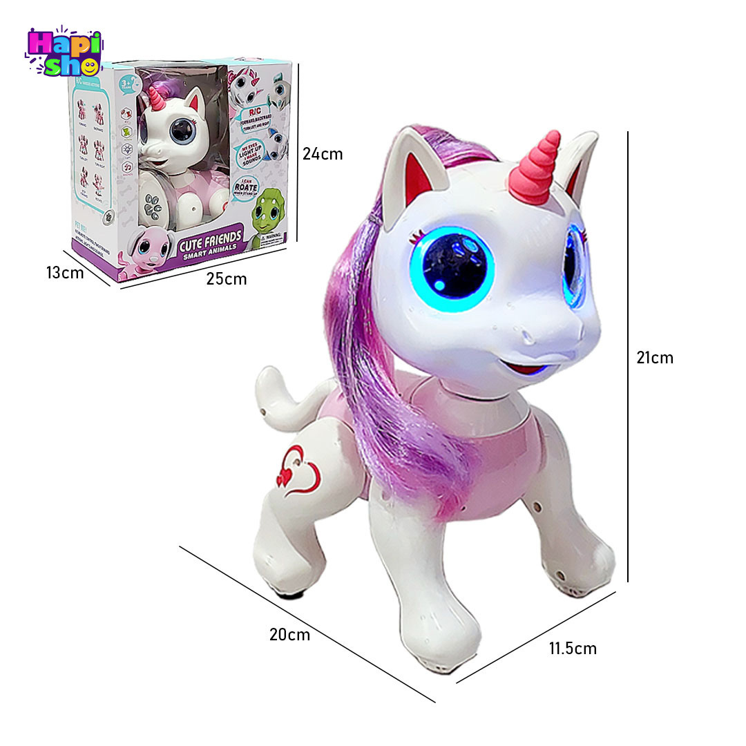  ابعاد و اندازه اسباب بازی ربات کنترلی پونی چراغ دار مدل CUTE FRIENDS SMART ANIMAL–اسباب بازی 