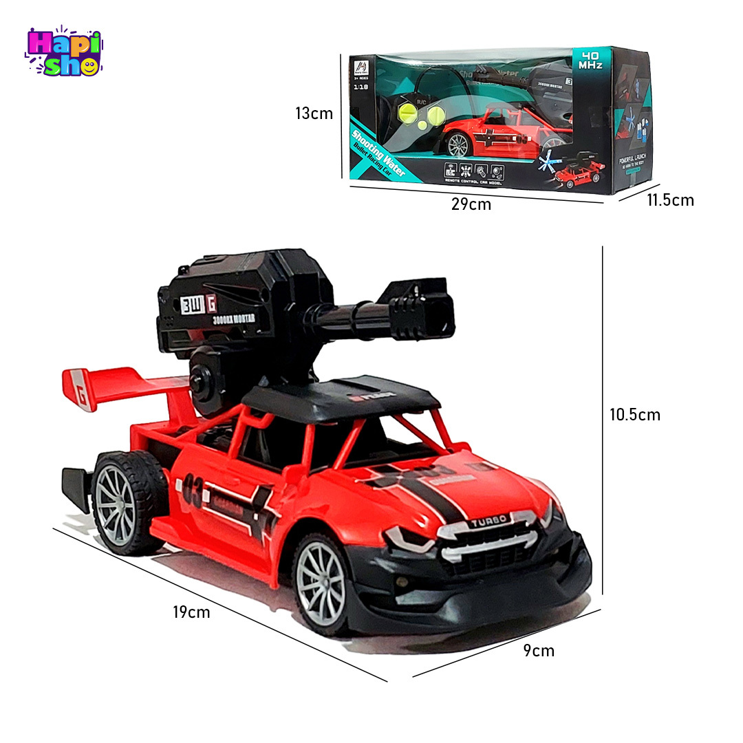ابعاد و اندازه ماشین کنترلی شارژی تیر پرت کن مدل Shooting Bullet Racing Car