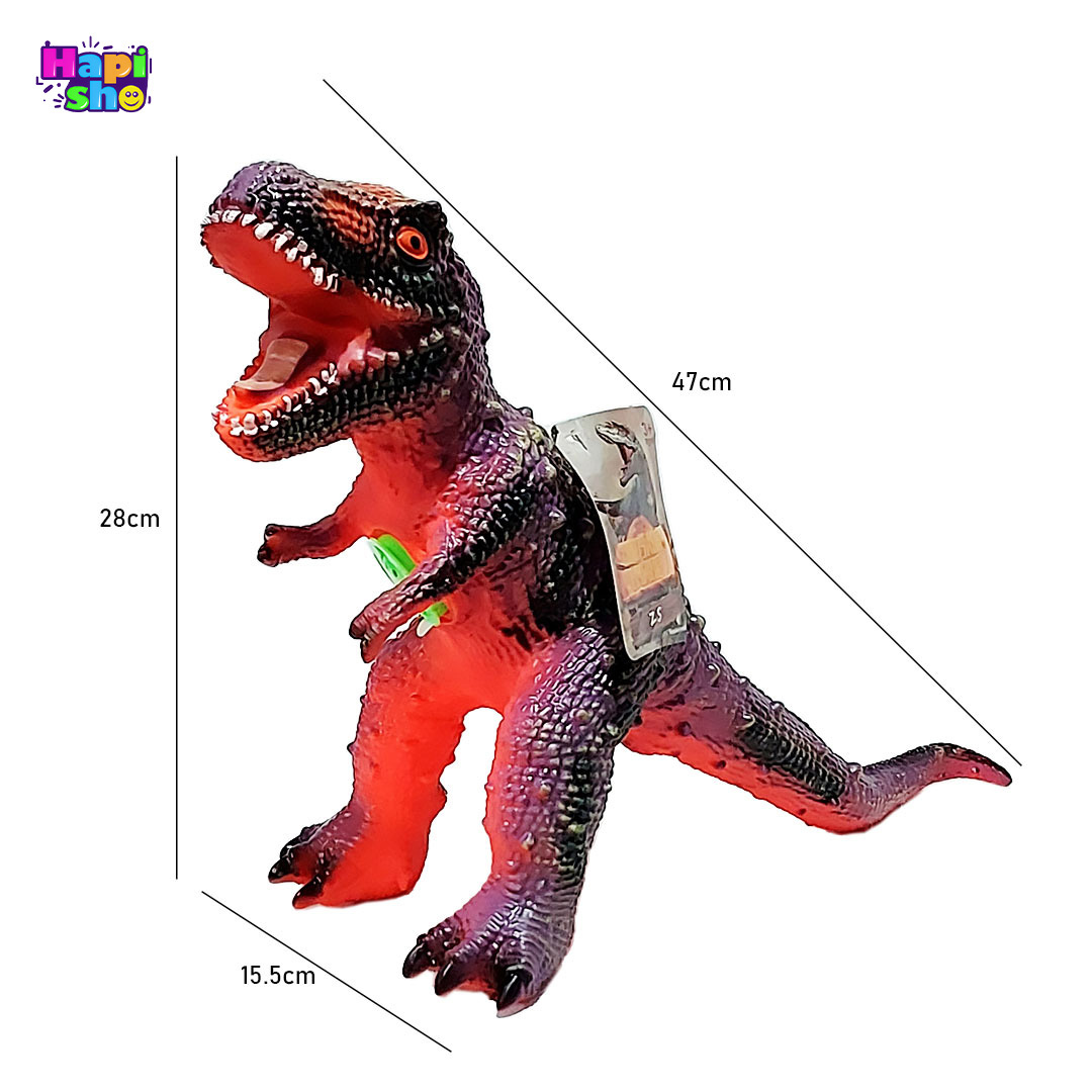 ابعاد و اندازه اکشن فیگور دایناسور موزیکال مدل تیرکس تمام گوشتی 47 سانتی متر
