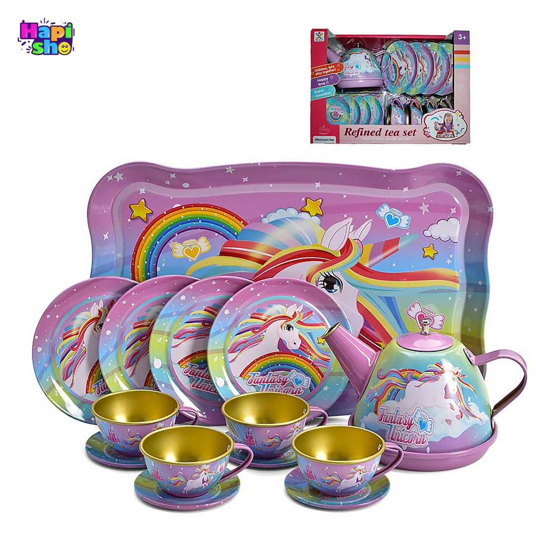  اسباب بازی ست چای خوری فلزی 15 تکه مدل اسب پونی تک شاخ Refined Tea Set–اسباب بازی 