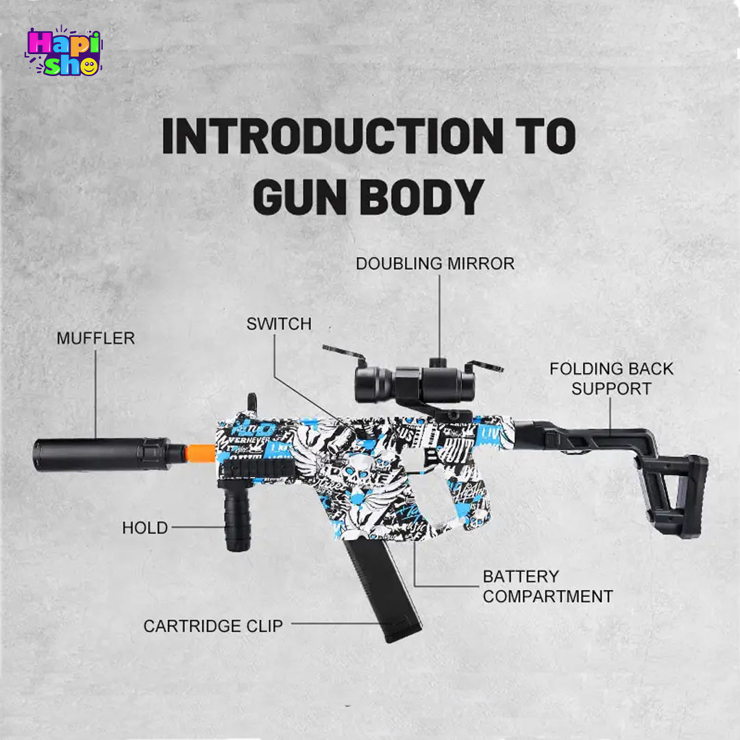  مشخصات تفنگ اسباب بازی تیر ژله ای بزرگ شارژی با چراغ و شلیک رگباری VECTOR GUN_اسباب بازی 