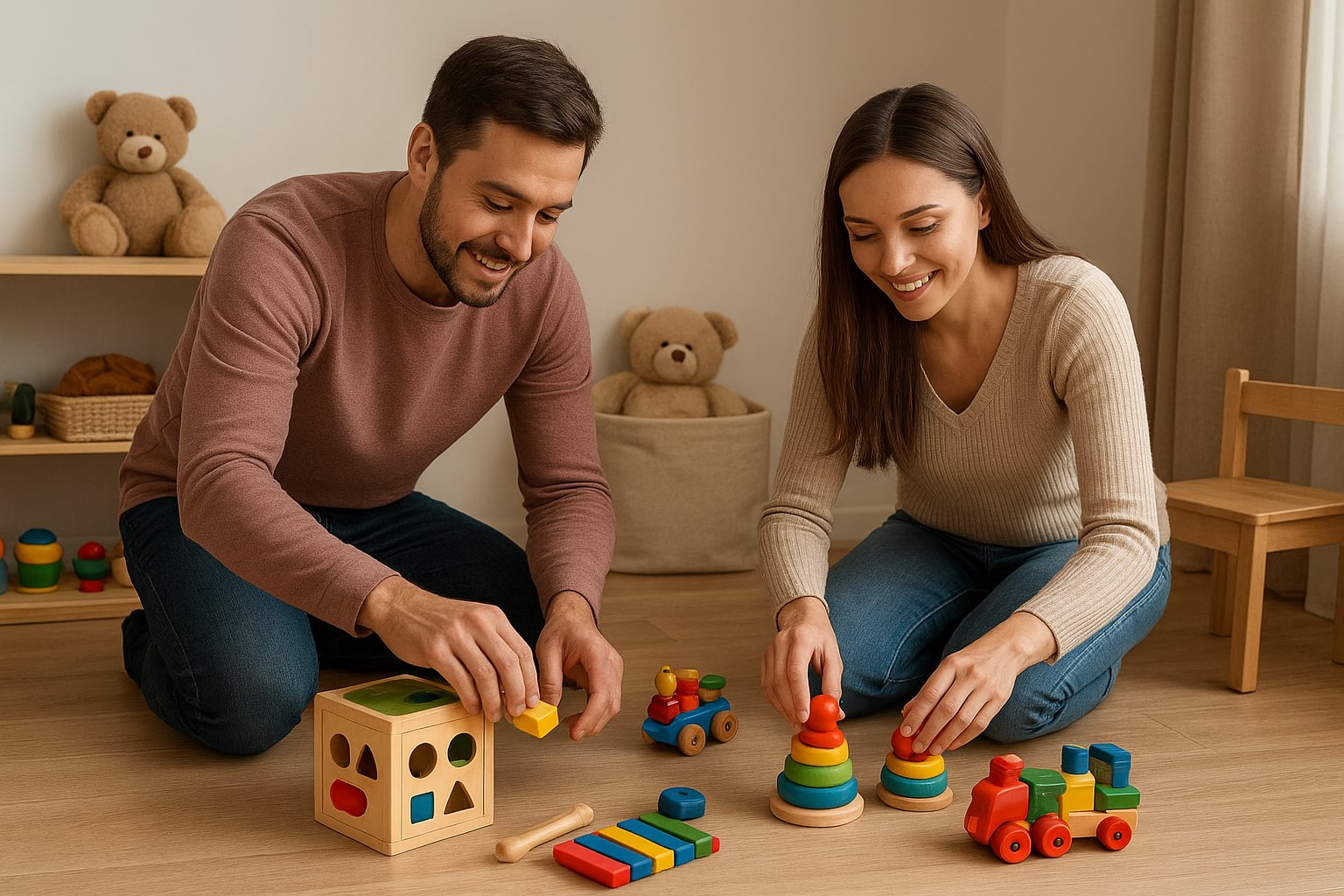 والدین اسباب‌بازی‌های کودک را مرتب و سازماندهی می‌کنند
