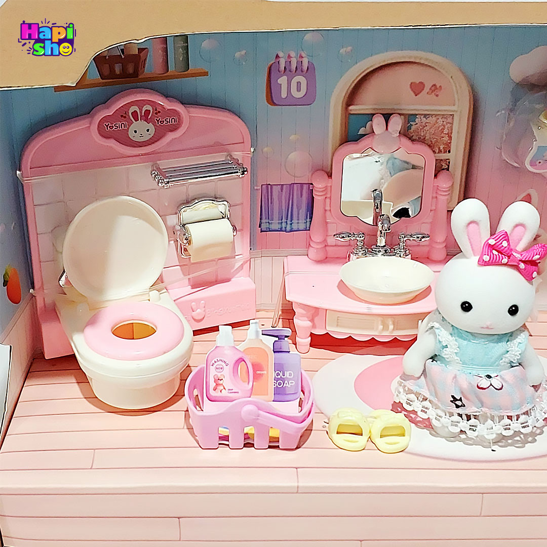  بهترین اسباب بازی خانه عروسکی خرگوش مدل حمام با وسایل FUN RABBIT PLAY HOUSE 