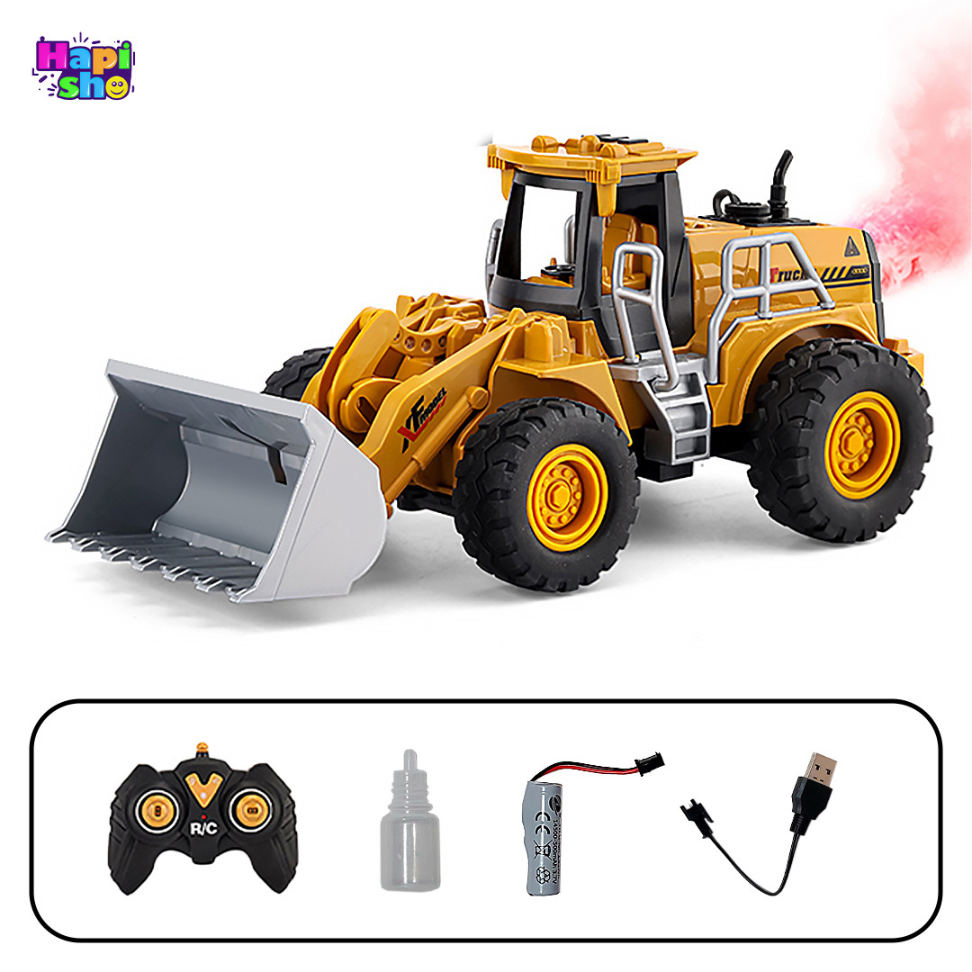  اقلام همراه لودر کنترلی شارژی دودزا و چراغ‌دار مدل Engineering Vehicle Series–اسباب بازی 