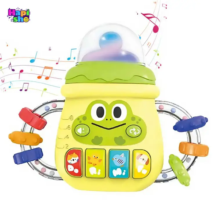 جغجغه و دندانگیر موزیکال مدل شیشه شیر با طرح قورباغه CARTOON BOTTLE