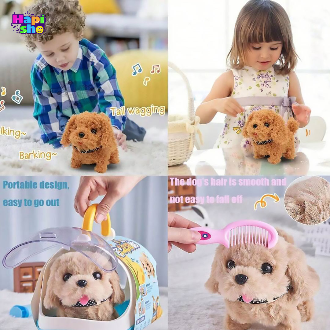  نحوه استفاده و بازی با عروسک سگ پشمالو رباتیک با باکس و لوازم مدل CUTE PLUSH PET 