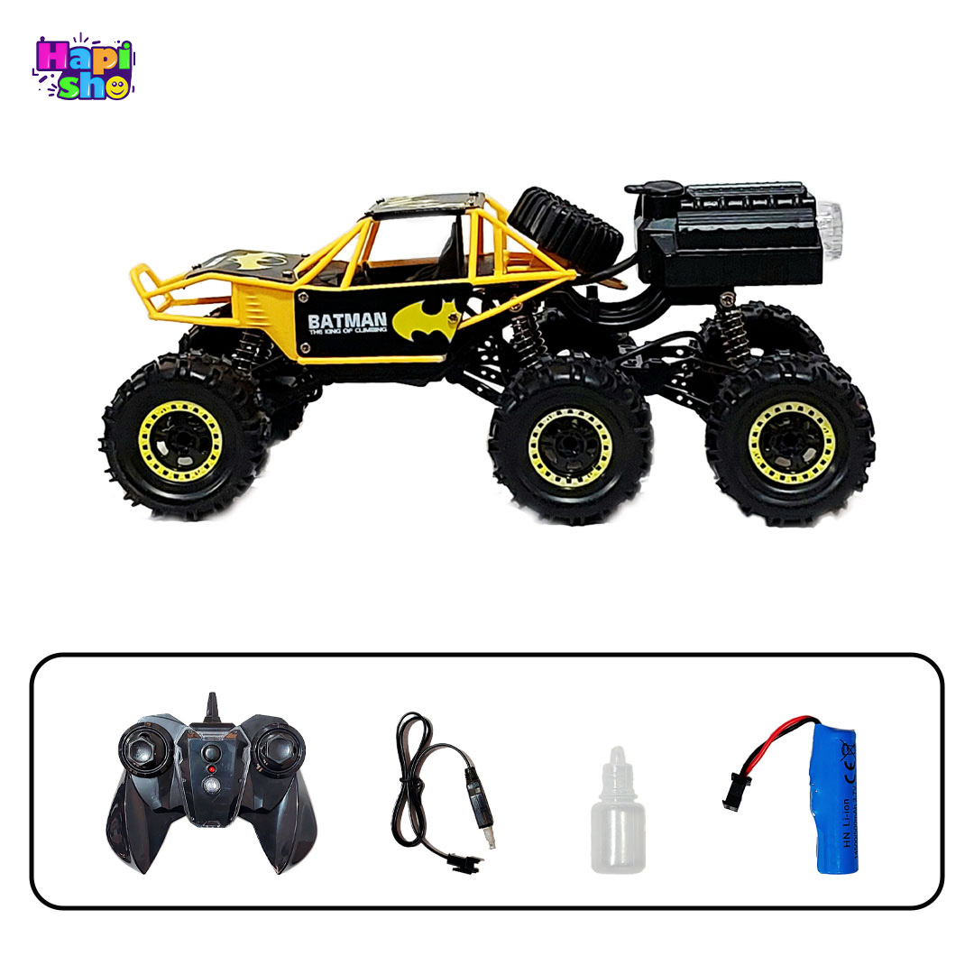  اقلام همراه ماشین کنترلی آفرود شش چرخ دودزا مدل بتمن Batman Spray Car 