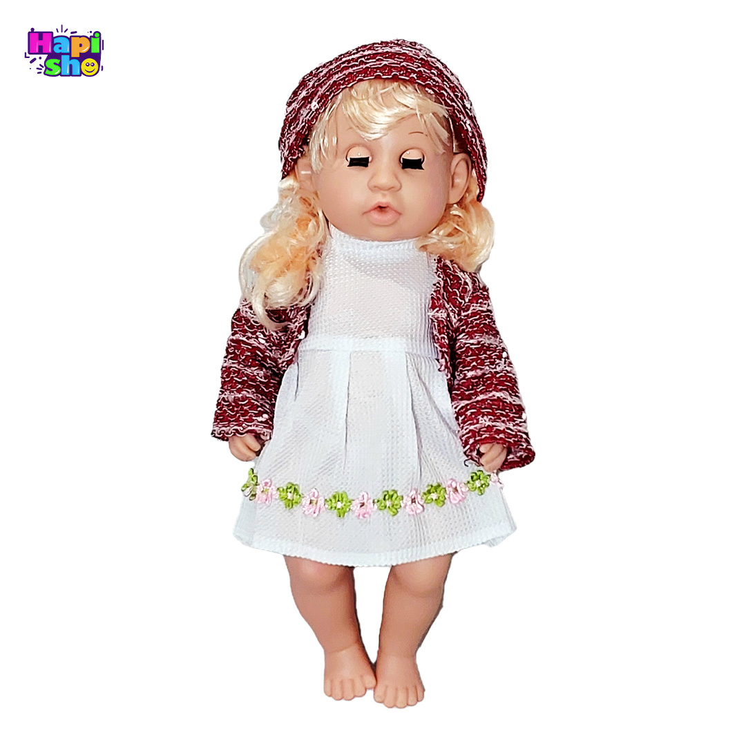  حالت خوابیده عروسک جیش‌کن سخنگو بیبی توبی با وسایل کامل Baby Toby 