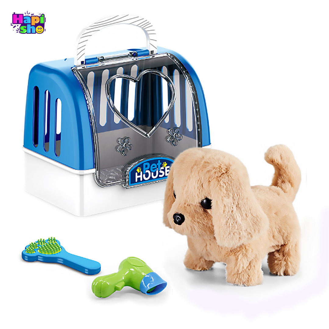  عروسک سگ رباتیک پشمالو با باکس و لوازم Electric Pet World 