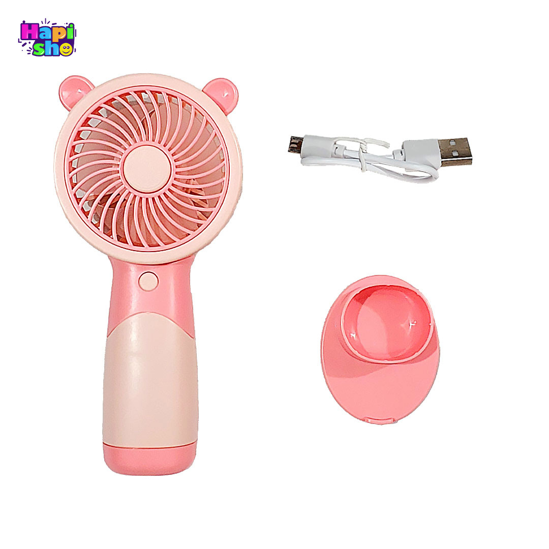  اقلام همراه پنکه دستی فانتزی شارژی با پایه و 3 حالت دور فن DESKTOP & HANDELD FAN–اکسسوری کودک 