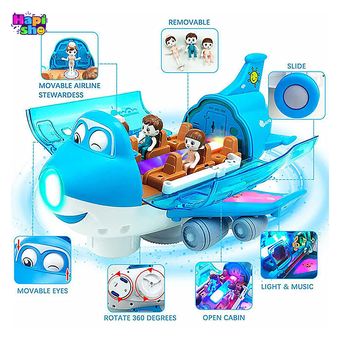  قیمت اسباب بازی موزیکال متحرک هواپیما چراغ‌دار با فیگور Airliner Universal–اسباب بازی 