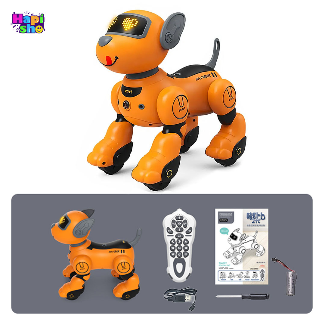  اقلام همراه ربات سگ کنترلی هوشمند سنسوردار مدل INTELLECT VOICE STUNT DOG–اسباب بازی ربات 