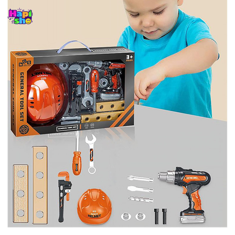 جعبه ابزار اسباب بازی با دریل و کلاه ایمنی 14 تکه مدل GENERAL TOOL SET_اسباب بازی