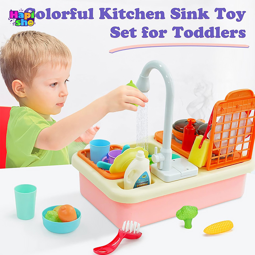  فروش اسباب بازی سینک ظرفشویی با گاز بخارکن و پمپ آب مدل Puzzle Kitchen–اسباب بازی 