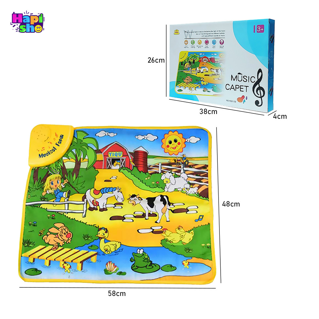 ابعاد و اندازه سفره موزیکال حیوانات مزرعه آموزشی کودک مدل Music Carpet