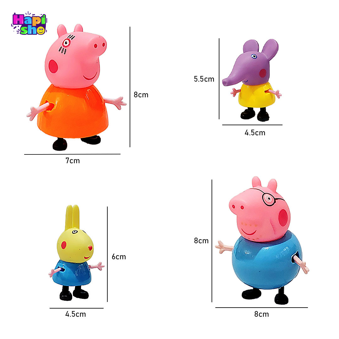  ابعاد و اندازه هر یک از فیگورهای خانواده پپاپیگ جدید مجموعه 11 عددی مدل Happy Pig–اسباب بازی 