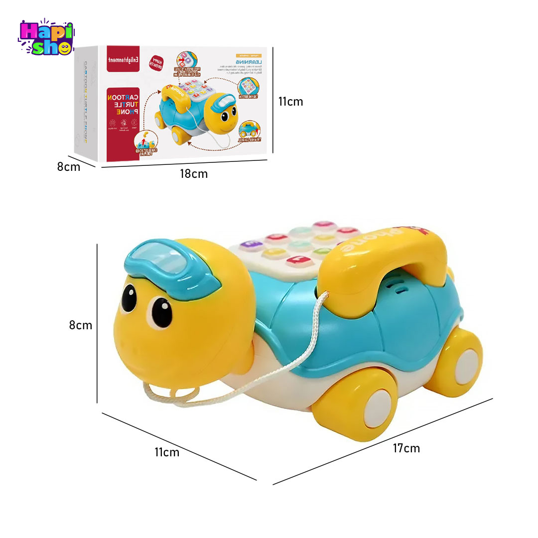 ابعاد و اندازه تلفن اسباب بازی موزیکال کودک مدل لاک پشت Cartoon Turtle Phone