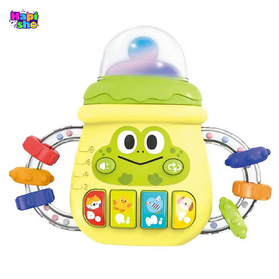  خرید جغجغه و دندانگیر موزیکال مدل شیشه شیر با طرح قورباغه CARTOON BOTTLE 