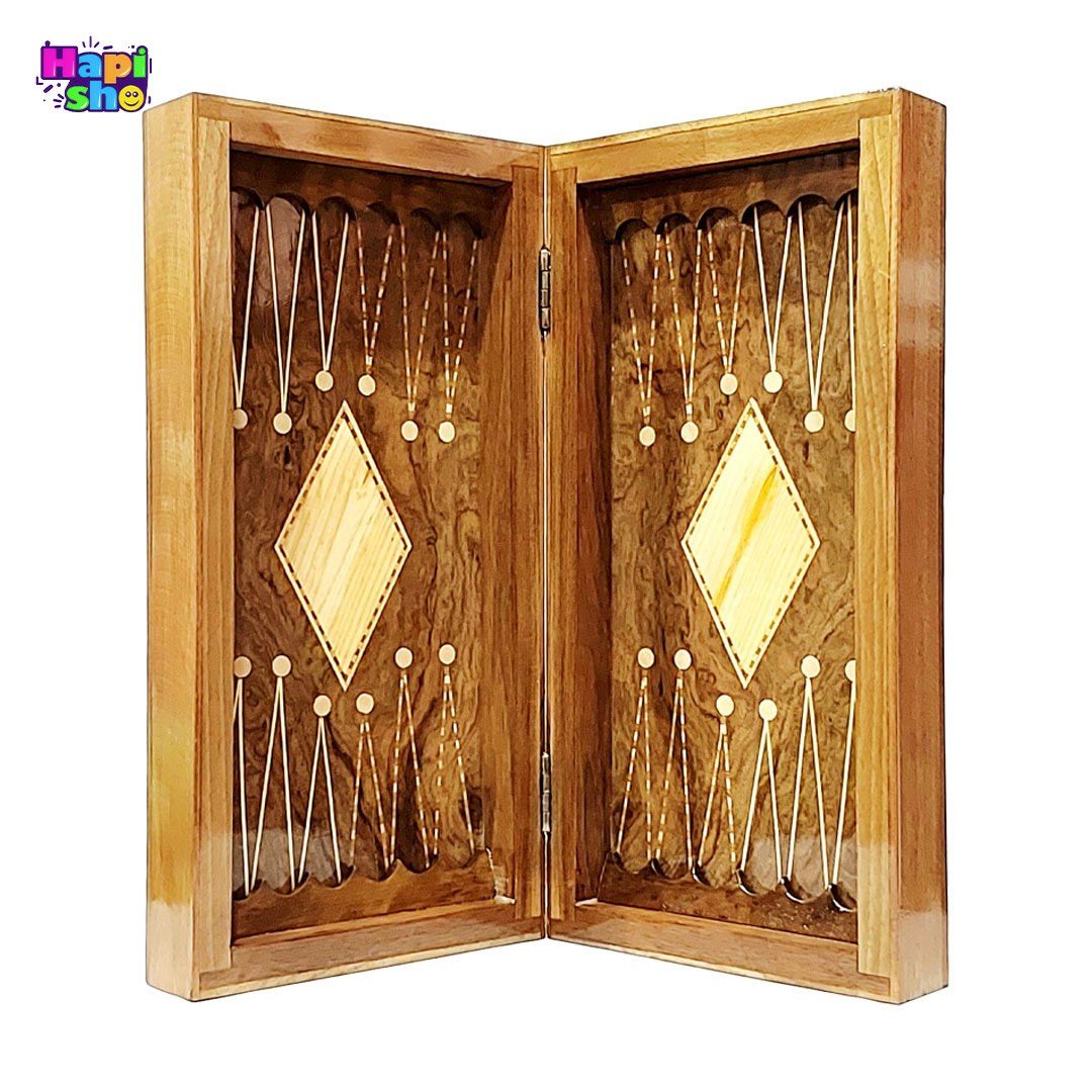  تخته نرد مسافرتی چوب گردو سنندج با معرق کاری و شطرنج 40سانتی کد 401–تخته نرد 