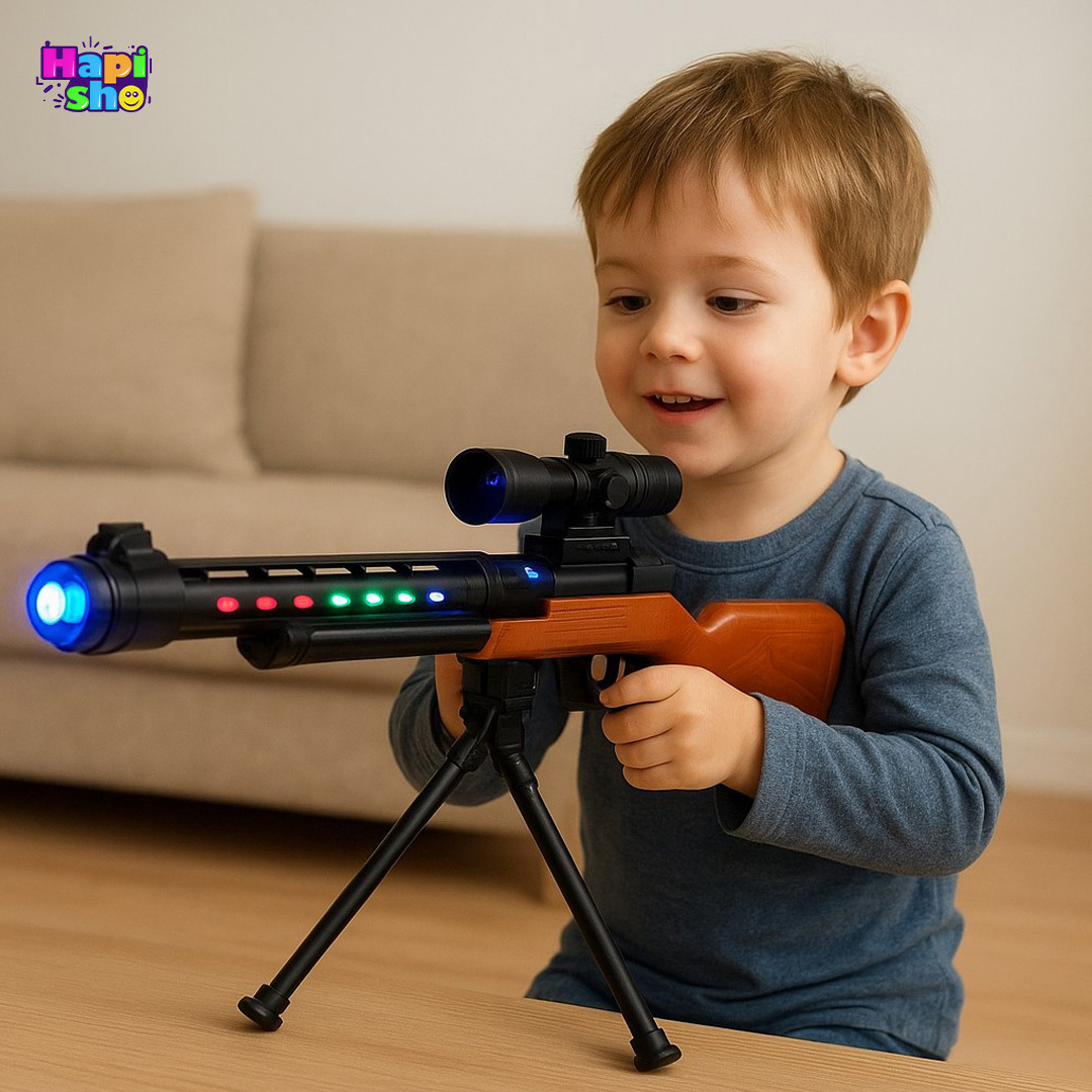  بهترین تفنگ موزیکال چراغدار بزرگ با لوله متحرک و پایه مدل اسنایپر SNIPER GUN–اسباب بازی 