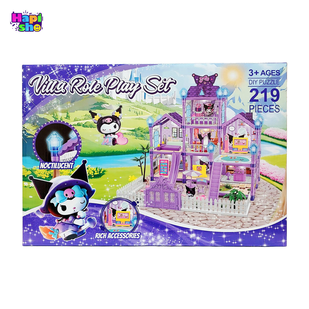 اسباب بازی خانه عروسکی کرومی ۳ طبقه چراغدار مدل Villa Rol Play Set