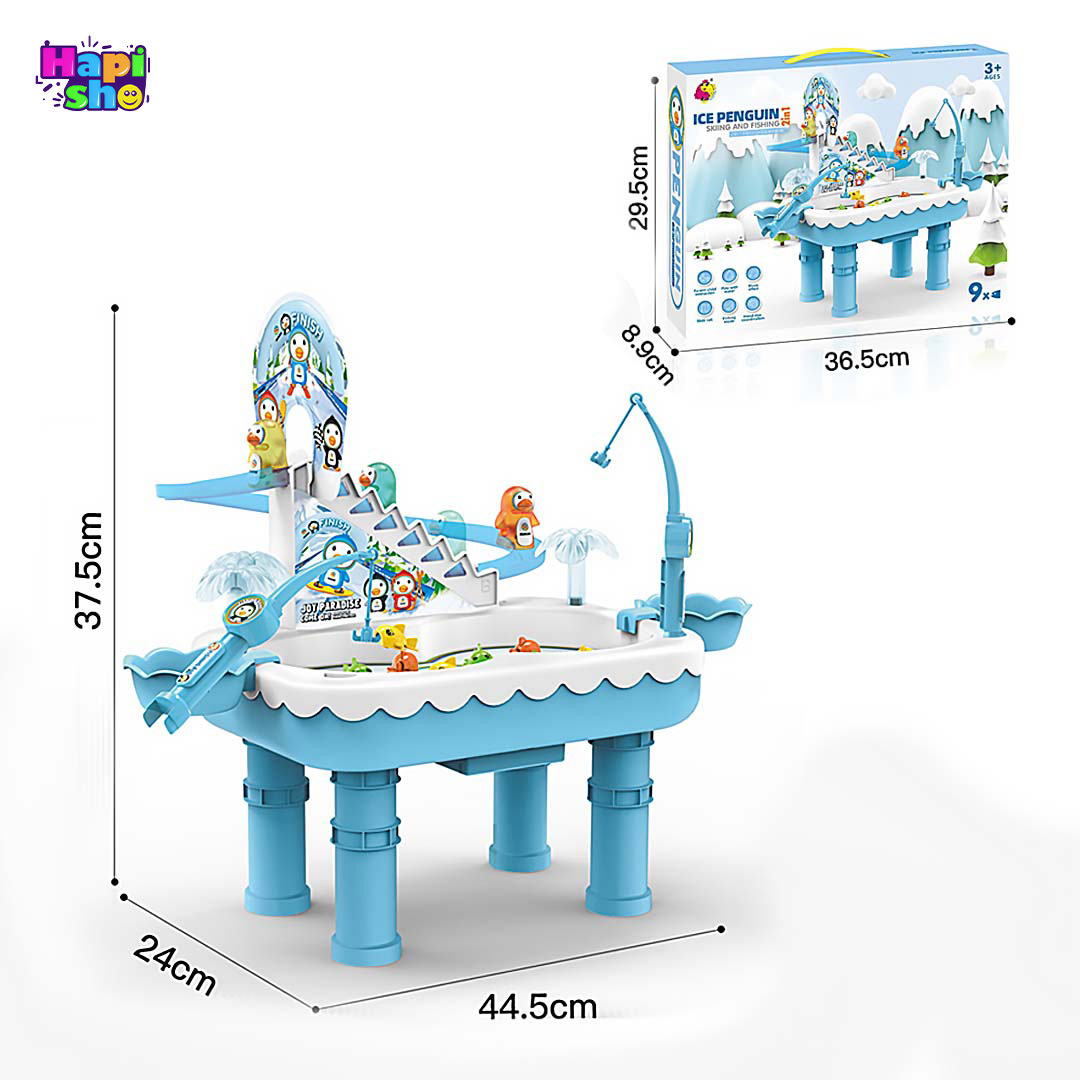 ابعاد و اندازه اسباب بازی ماهیگیری در آب موزیکال با پله برقی دو کاره مدل ICE PENGUIN–اسباب بازی