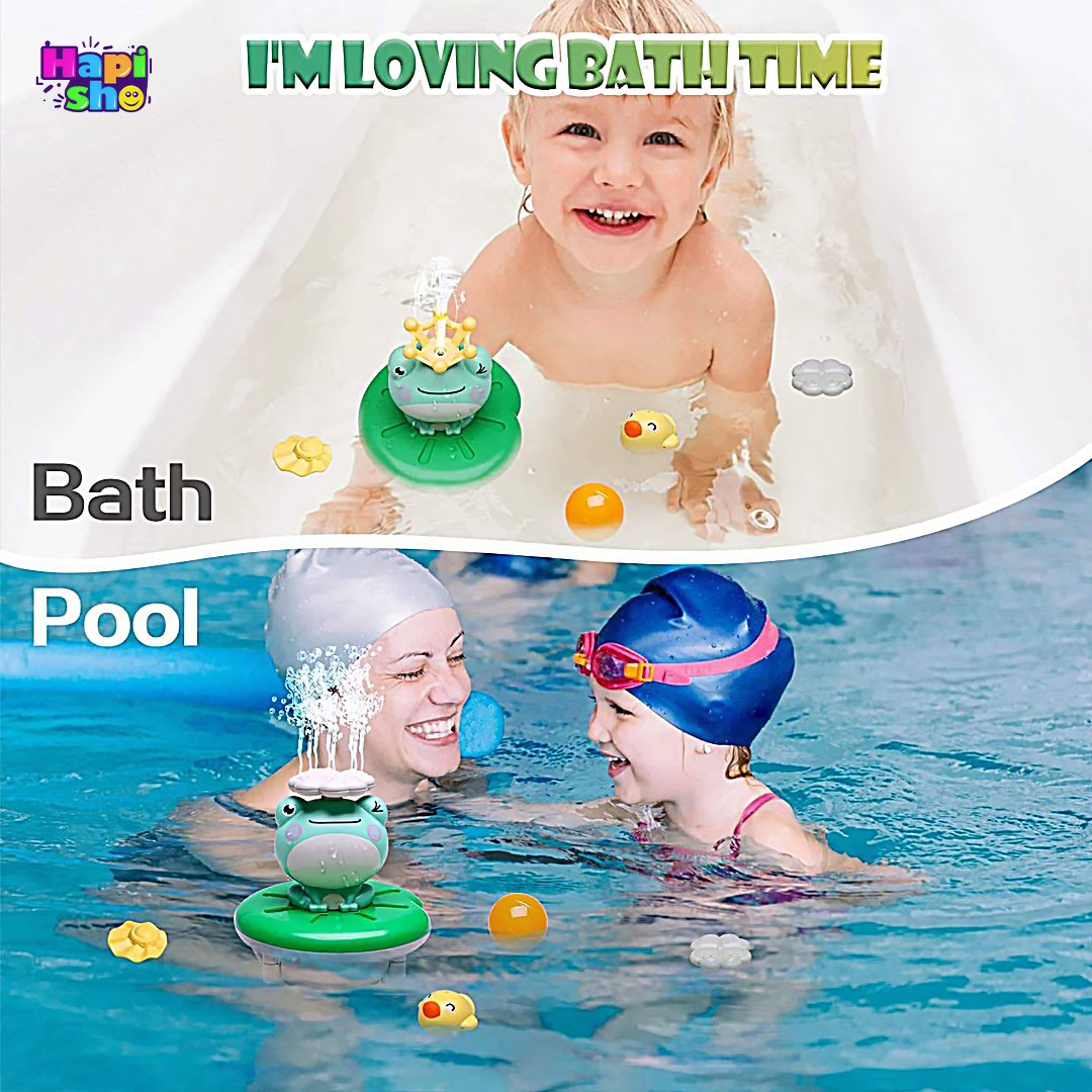  طرز استفاده در حمام و استخر اسباب بازی حمام کودک با 4 حالت آبپاشی مدل قورباغه BATH FROG WATER JET–اسباب بازی 