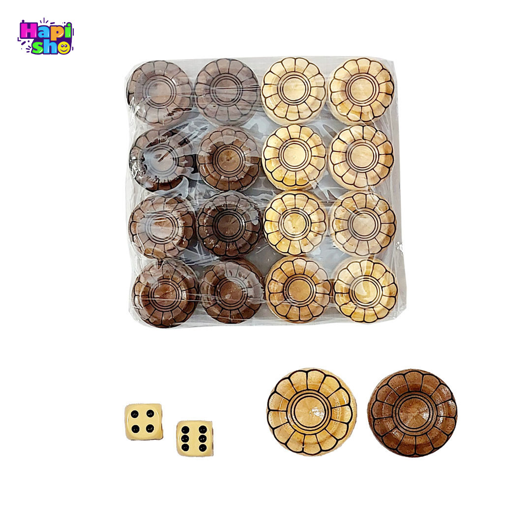  مهره چوب گلابی طرح دار با تاس سنگین برای تخته نرد ریشه درخت گردو سنندج با معرق و لبه های طرح دار 50 سانتی کد 380–تخته نر 