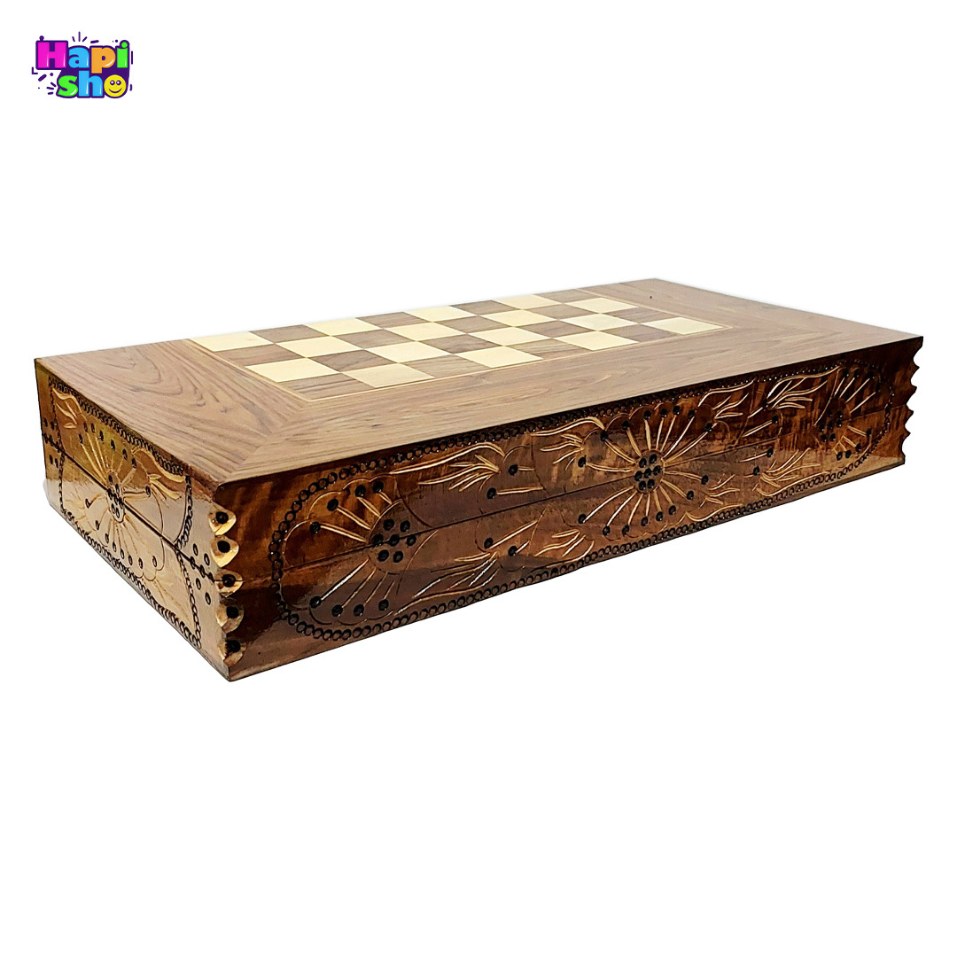 قیمت تخته نرد گردو سنندج با معرق کاری و منبت دور مدل 50 سانتی کد 461–تخته نرد