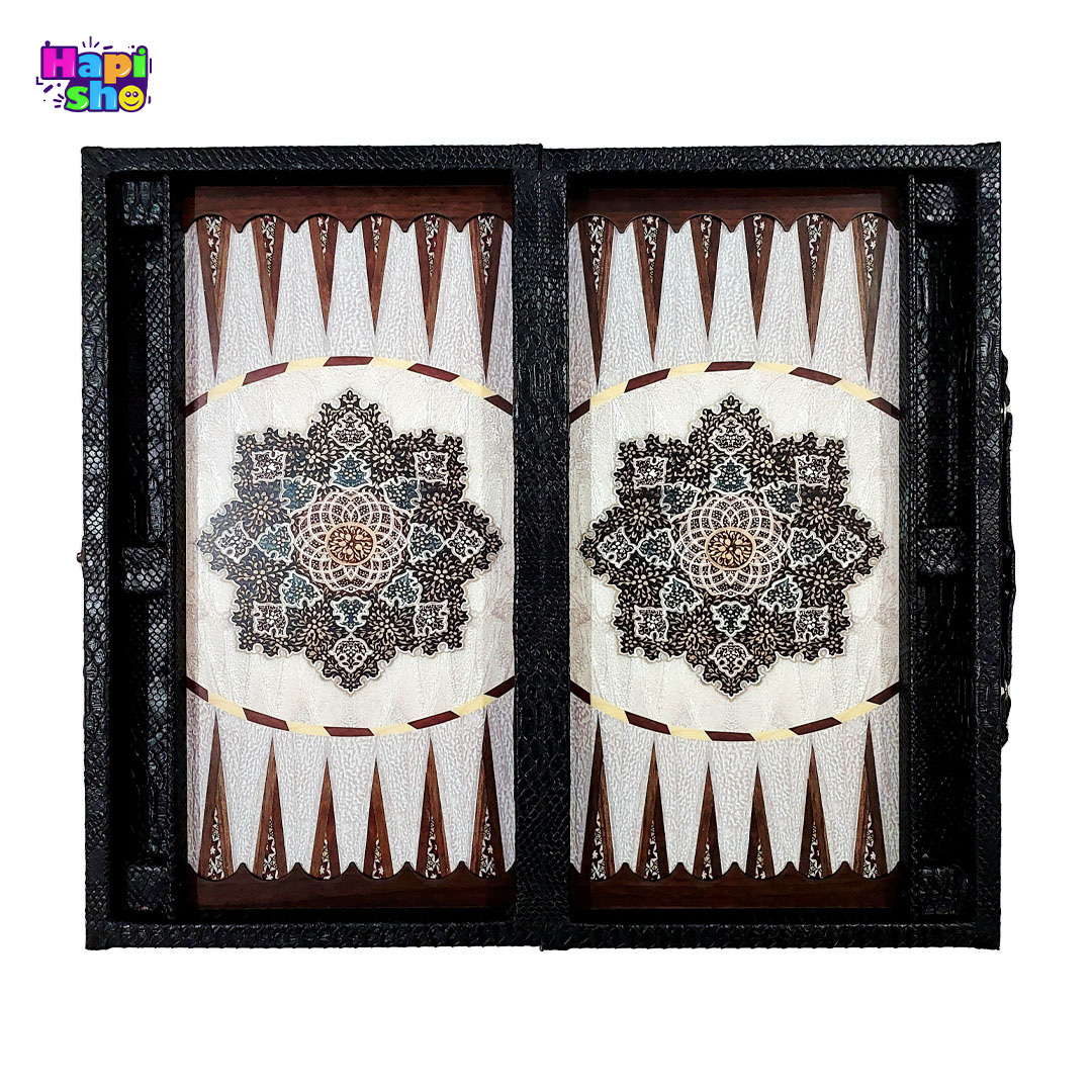 قیمت تخته نرد چرمی سامسونتی با جای مهره طرح خاتم
