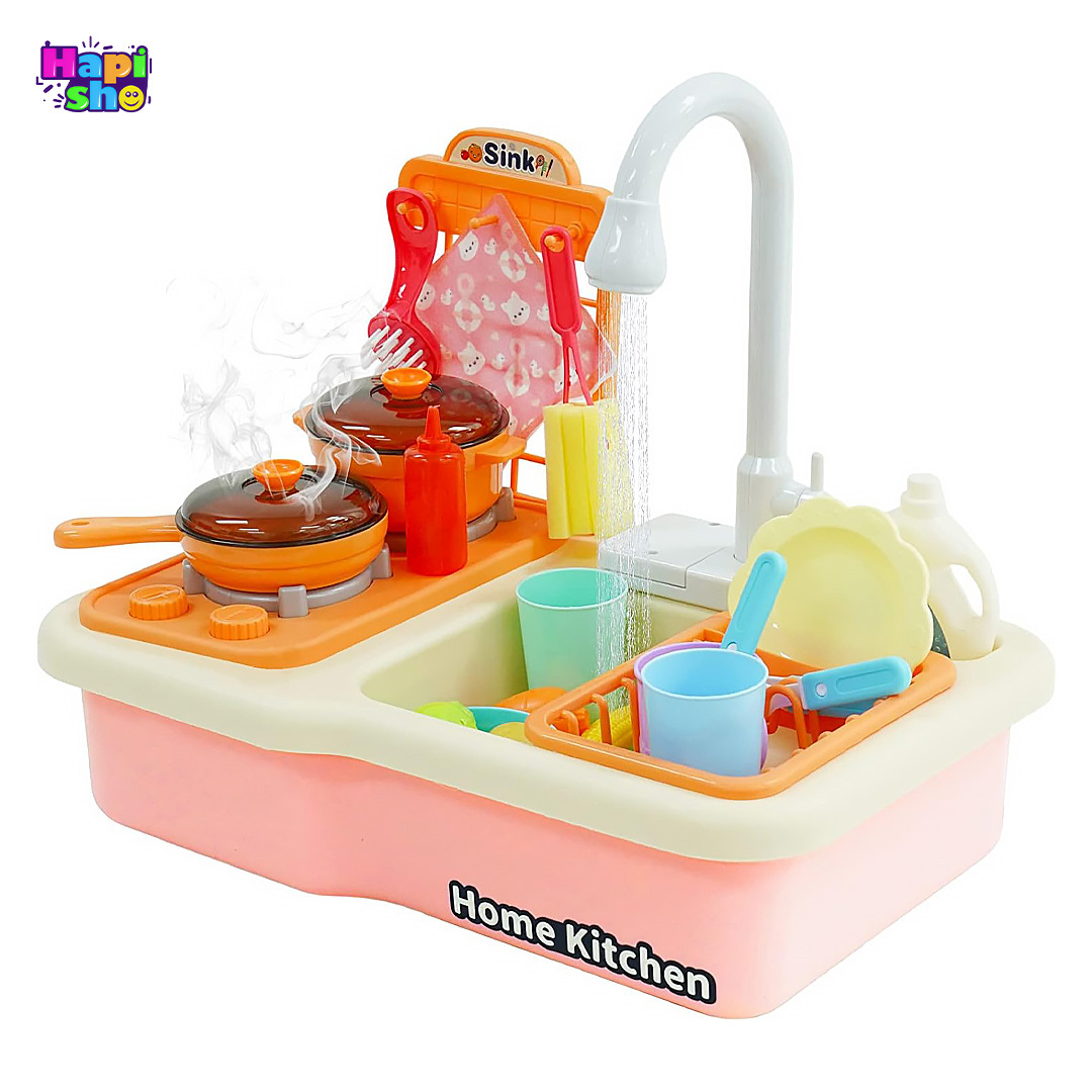  اسباب بازی سینک ظرفشویی با گاز بخارکن و پمپ آب مدل Puzzle Kitchen–اسباب بازی 