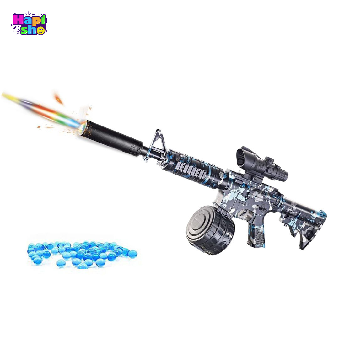  تفنگ تیر ژله ای شارژی بزرگ رگبار با سر چراغ دار مدل MASHINE RIFLE M16–اسباب بازی 