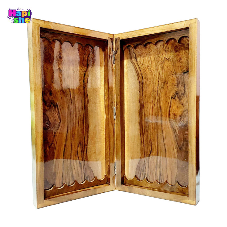 تخته نرد ریشه گردو سنندج با صفحه شطرنج طرح آراکو 55 سانتی کد 361–تخته نرد