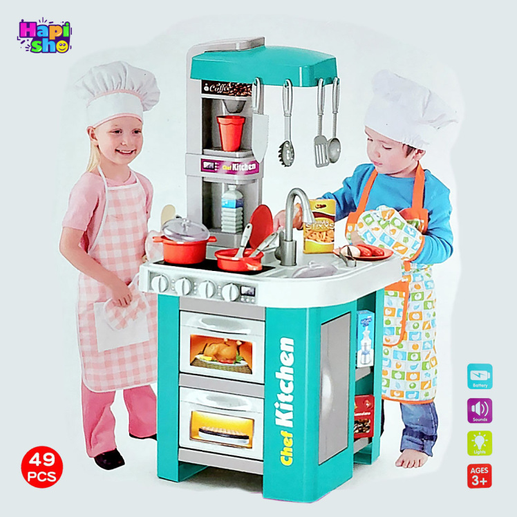 آشپزخانه اسباب بازی بزرگ با سینک ظرفشویی پمپ دار و اجاق TALENTED CHEF_اسباب بازی