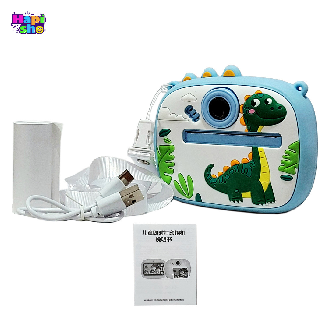  اقلام همراه دوربین عکاسی بچه گانه با چاپ فوری طرح دایناسور DIGITAL MINI CAMERA 