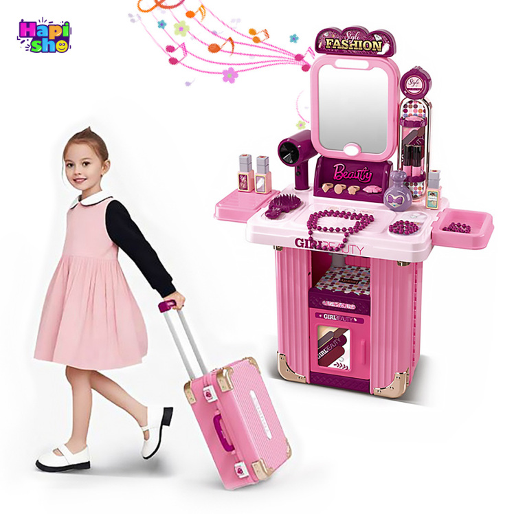 میز آرایش اسباب بازی دخترانه چمدانی 2 در 1 مدل FASHION REAL ACTION