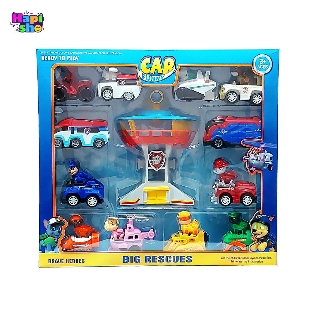 اسباب بازی سگهای نگهبان با برج مراقبت و ماشین عقبکش مدل BIG RESCUES