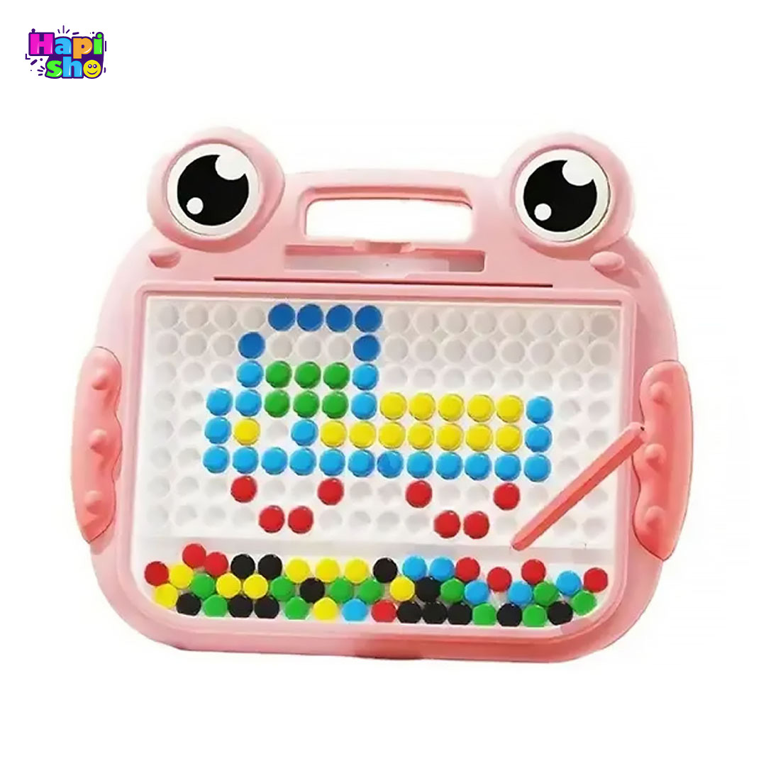 رنگ صورتی تخته نقاشی مغناطیسی کودک ۱۲۸ مهره مدل قورباغه PEN Magnet Drawing Board