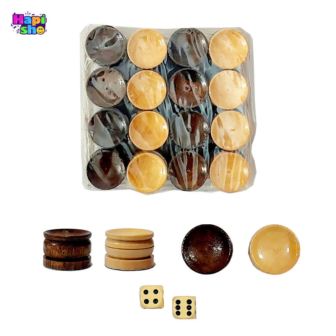  مهره تخته نرد چوب گلابی و تاس سنگین برای تخته نرد مسافرتی چوب گردو سنندج با معرق کاری و شطرنج 40سانتی کد 401–تخته نرد 