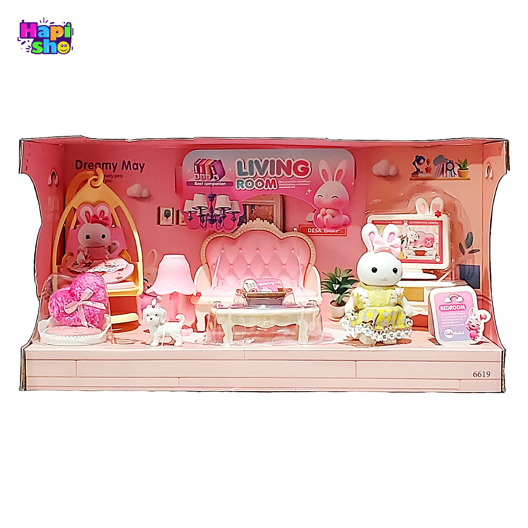  خرید اسباب بازی خانه عروسکی خرگوش مدل اتاق نشیمن با وسایل Living Room 