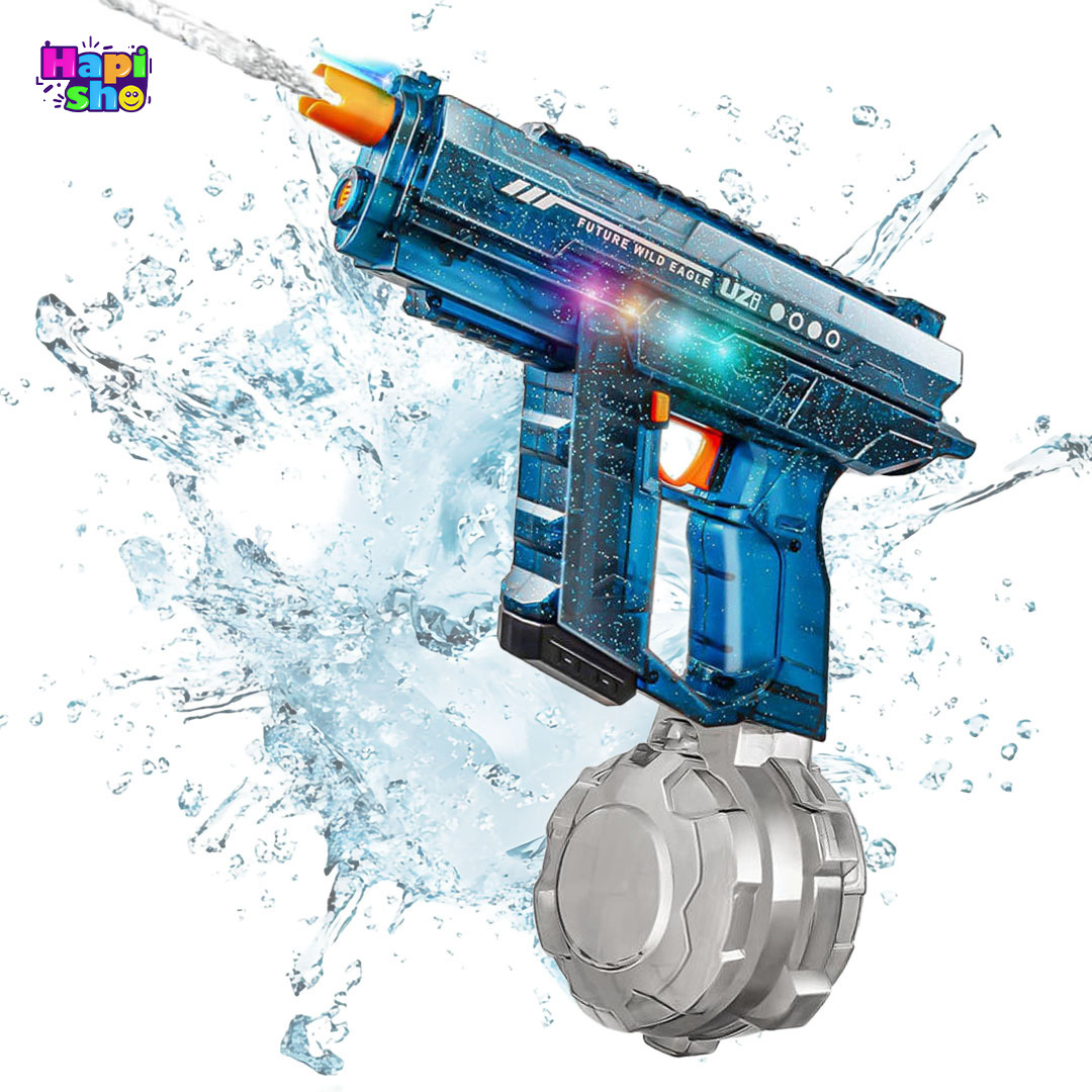  تفنگ آب پاش برقی حرفه ای با مکش و پرتاب رگباری مدل UZI WATER GUN–اسباب بازی 
