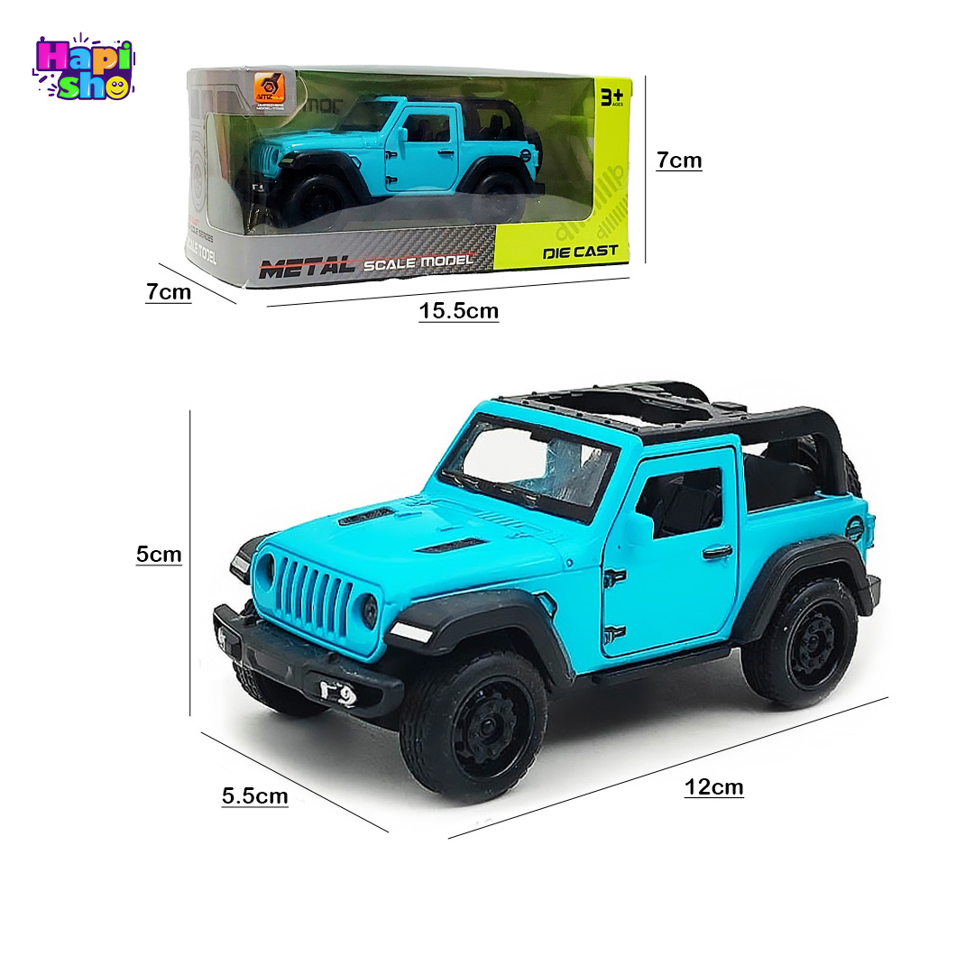  ابعاد و اندازه ماشین عقب کش فلزی طرح جیپ موزیکال چراغ‌دار METAL SCALE MODEL 