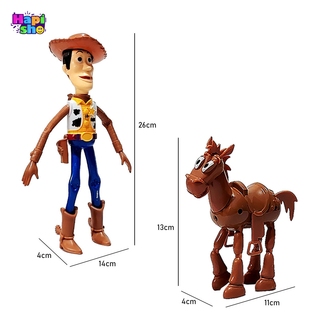  ابعاد و اندازه فیگور داستان اسباب‌بازی‌ها موزیکال باتری‌خور ست ۴ عددی مدل Toy Story 5–اسباب بازی 