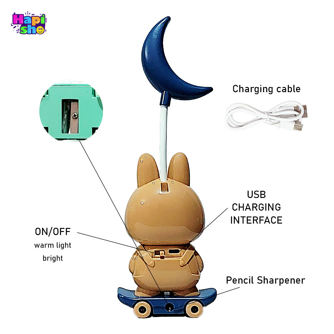 مشخصات و جزییات کامل چراغ مطالعه فانتزی لبوبو با باتری شارژی مدل Cute Table Lamp–اکسسوری کودک