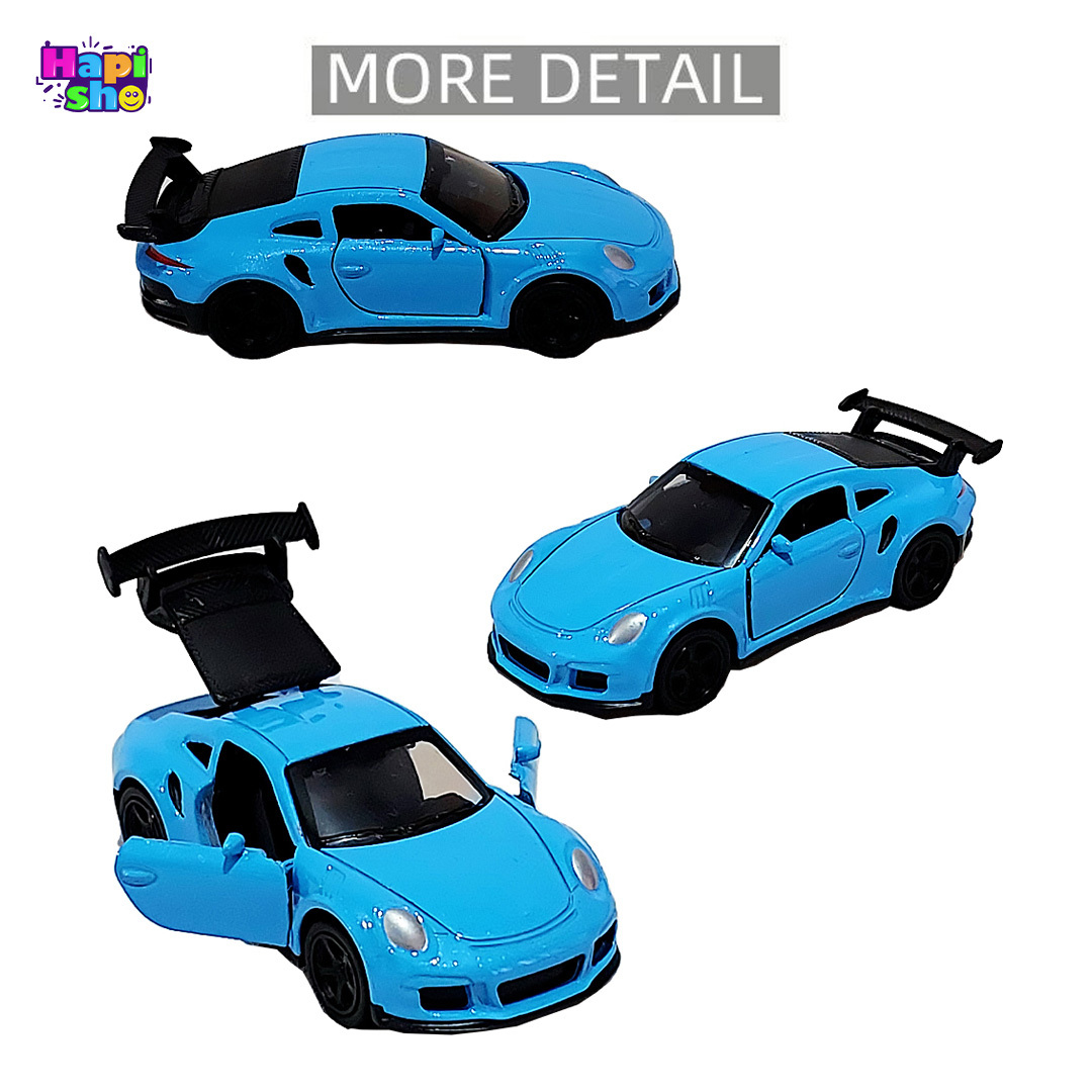  رنگ آبی ماشین فلزی عقب‌کش خارجی درب‌بازشو ست ۴ عددی Top Racing Car Series 