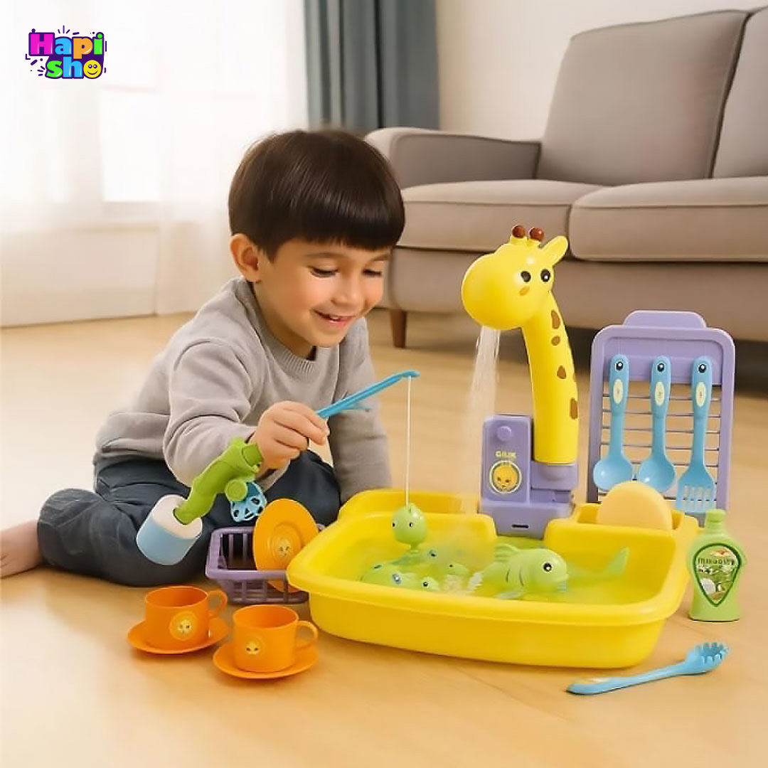 فروش سینک ظرفشویی اسباب بازی برقی ۲ کاره مدل زرافه Giraffe Fishing Game