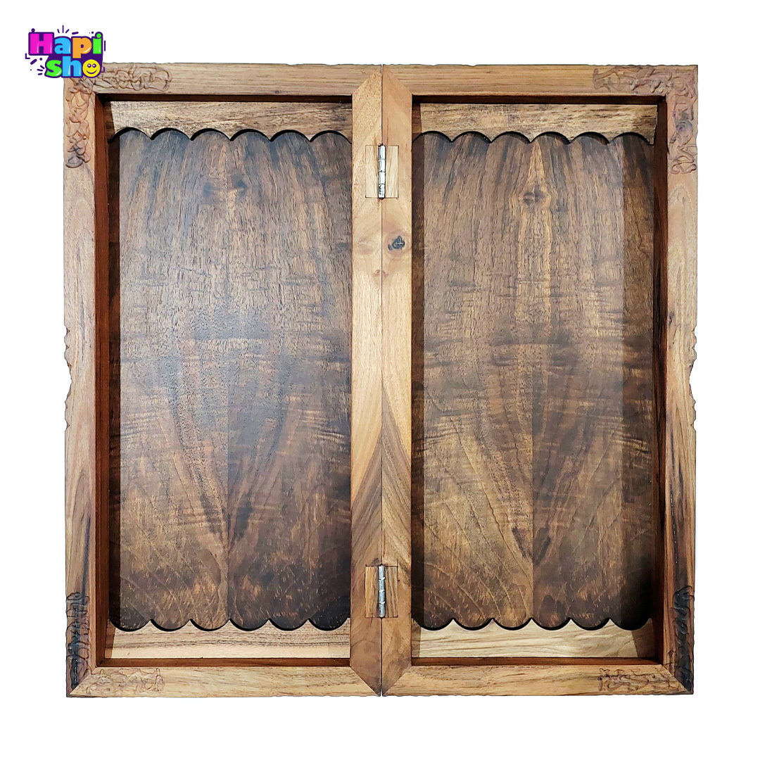 فروش تخته نرد ریشه گردو منبت کاری شده با شطرنج طرح سایان 50 سانتی کد 481