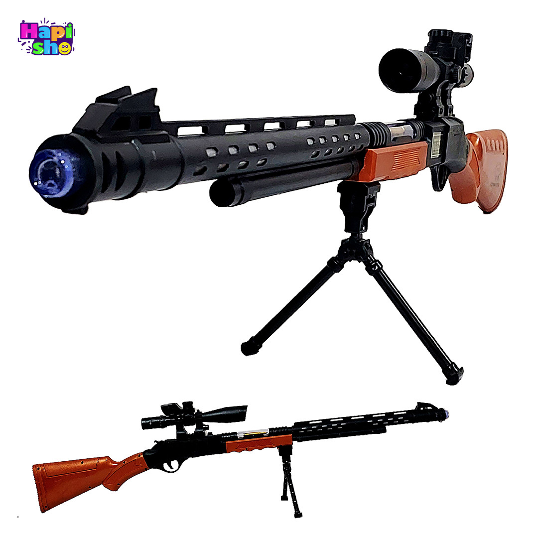  خرید تفنگ موزیکال چراغدار بزرگ با لوله متحرک و پایه مدل اسنایپر SNIPER GUN–اسباب بازی 