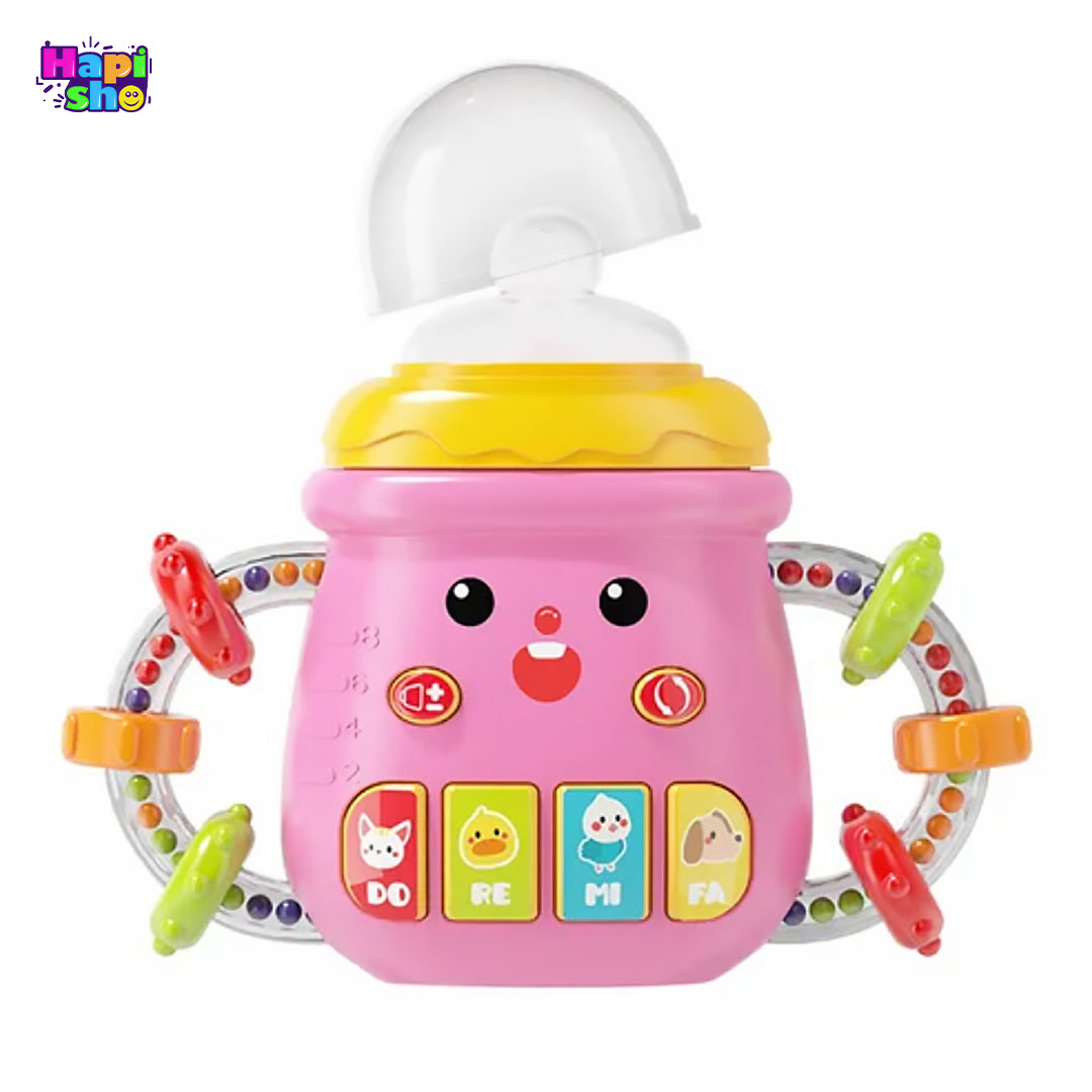  خرید جغجغه و دندانگیر موزیکال مدل شیشه شیر با طرح جوجه BABY BOTTLE 